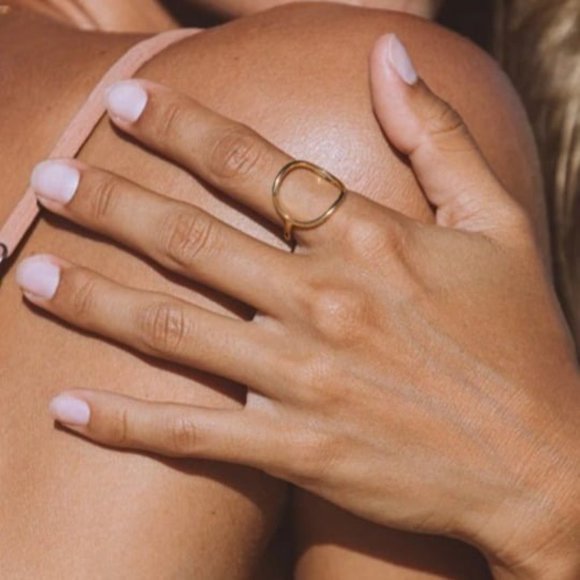 Gold Ring Open Circle Ring Unique Ring WATERPROOF Ring Gift for her Size 6,7,8 - Picture 4 of 8